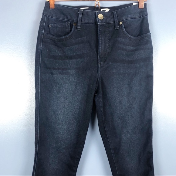 Seven7 Dark Denim Skinny Ankle Cropped Jeans - Picture 2 of 6